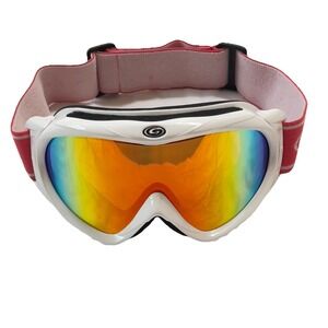 Extreme Gravity Ski Goggles Women OS White Pink Iridescent Rainbow Good Mirror